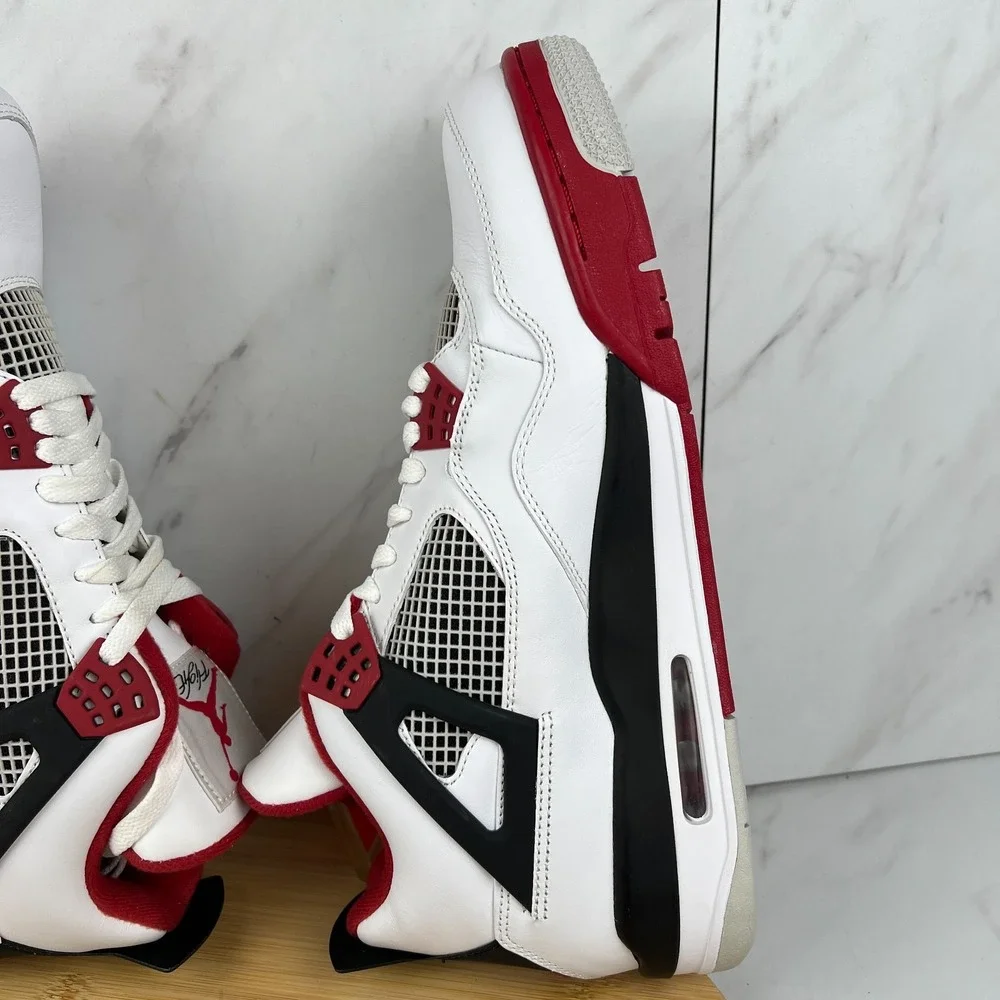 Nike Air Jordan 4 Retro Fire Red 2012 Mens Size 12.5 White Sneakers 308497-110